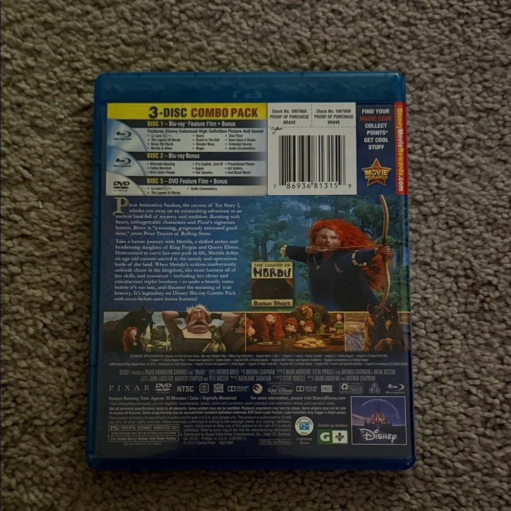 Disney Brave Blu-ray with Blue Case - Picture 2 of 4